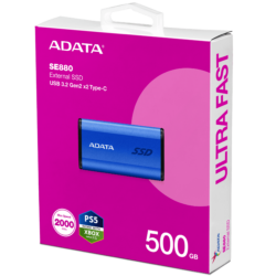 ADATA SE880 500GB EXT SSD 2000MB/s BLACK / BLUE — Color: Blue