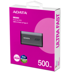 ADATA SE880 500GB EXT SSD 2000MB/s BLACK / BLUE — Color: Black