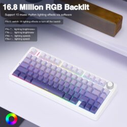 AULA F75 Pro 75% Gasket Wireless Mechanical Keyboard Gradient Purple Side-Engraved Keycaps Star Vector Switch
