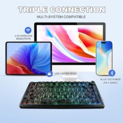 AULA F75 75% Gasket Wireless Mechanical Keyboard Black Contour Star Vector Switch