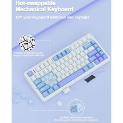 AULA F75 75% Wireless Mechanical Keyboard White + Blue + Purple – Star Vector Switch