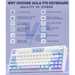 AULA F75 75% Wireless Mechanical Keyboard White + Blue + Purple – Star Vector Switch