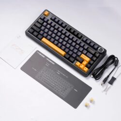 AULA F75 75% Tri-Mode Wireless Mechanical Keyboard – Thunder Black (Graywood V3 Switch)