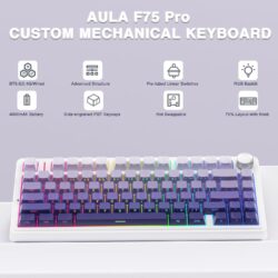 AULA F75 Pro 75% Gasket Wireless Mechanical Keyboard Gradient Purple Side-Engraved Keycaps Star Vector Switch