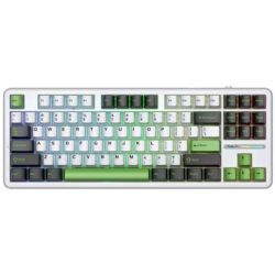 AULA F87 TKL Tri-Mode Wireless Mechanical Keyboard – Black/White/Green (Graywood V3 Switch)