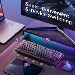 AULA F87 Wireless Mechanical Gaming Keyboard Gradient Grey Side Engraved – Space Crystal Switch