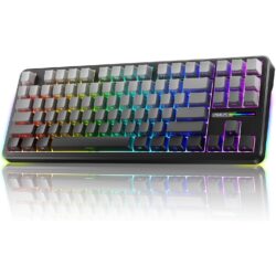 AULA F87 Wireless Mechanical Gaming Keyboard Gradient Grey Side Engraved – Space Crystal Switch