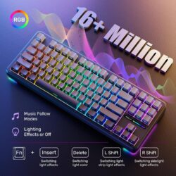 AULA F87 Wireless Mechanical Gaming Keyboard Gradient Grey Side Engraved – Space Crystal Switch