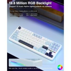 AULA F87 TKL Tri-Mode Wireless Mechanical Keyboard – Glacier Blue (Graywood V3 Switch)