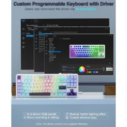 AULA F87 TKL Tri-Mode Wireless Mechanical Keyboard – Glacier Blue (Graywood V3 Switch)