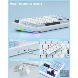 AULA F87 TKL Tri-Mode Wireless Mechanical Keyboard – Glacier Blue (Graywood V3 Switch)