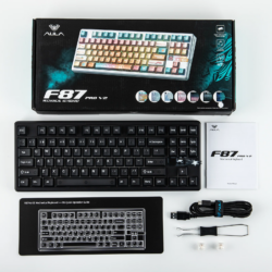 AULA F87 PRO V2 TKL Gasket-Mounted Wireless Gaming Keyboard Black Frosted Translucent Edge-Lit Keycaps X3 Switch