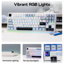 AULA F87 PRO V2 Wireless Gaming Keyboard Glacier Blue (Light Blue + White + Black Purple) – Star Vector Switch