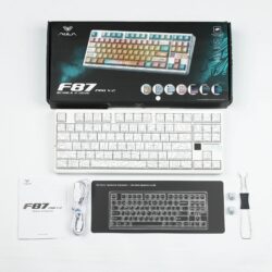 AULA F87 PRO V2 TKL Gasket-Mounted Wireless Gaming Keyboard White Contour Star Vector Switch
