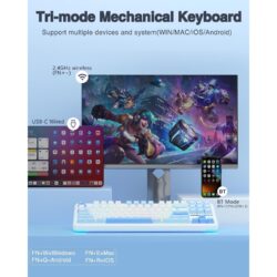 AULA F87 TKL Tri-Mode Wireless Mechanical Keyboard – Sea Salt Blue (Graywood V3 Switch)