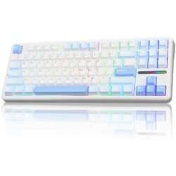 AULA F87 TKL Tri-Mode Wireless Mechanical Keyboard – Sea Salt Blue (Graywood V3 Switch)