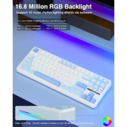 AULA F87 TKL Tri-Mode Wireless Mechanical Keyboard – Sea Salt Blue (Graywood V3 Switch)
