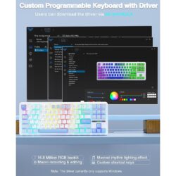 AULA F87 TKL Tri-Mode Wireless Mechanical Keyboard – Sea Salt Blue (Graywood V3 Switch)