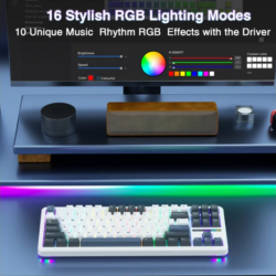 AULA F87 Wireless Mechanical Gaming Keyboard White Grey blue Gray wood switch V4