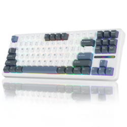 AULA F87 Wireless Mechanical Gaming Keyboard White Grey blue Gray wood switch V4