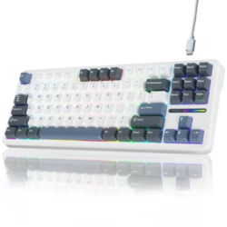 AULA F87 Wireless Mechanical Gaming Keyboard White Grey blue Gray wood switch V4