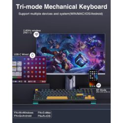 AULA F87 TKL Tri-Mode Wireless Mechanical Keyboard – Thunder Black (Graywood V3 Switch)