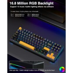 AULA F87 TKL Tri-Mode Wireless Mechanical Keyboard – Thunder Black (Graywood V3 Switch)