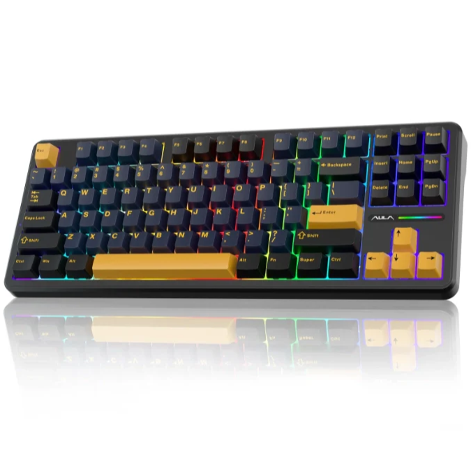 AULA F87 TKL Tri-Mode Wireless Mechanical Keyboard – Thunder Black (Graywood V3 Switch) AULA F87 TKL Tri-Mode Wireless Mechanical Keyboard – Thunder Black (Graywood V3 Switch)