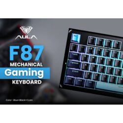 AULA F87 Wireless Mechanical Gaming Keyboard Dark Blue + Black + Cyan – Graywood Switch V4