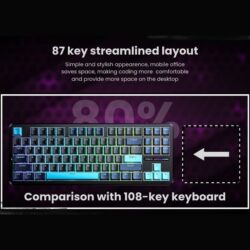 AULA F87 Wireless Mechanical Gaming Keyboard Dark Blue + Black + Cyan – Graywood Switch V4