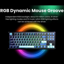 AULA F87 Wireless Mechanical Gaming Keyboard Dark Blue + Black + Cyan – Graywood Switch V4