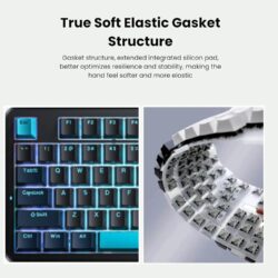 AULA F87 Wireless Mechanical Gaming Keyboard Dark Blue + Black + Cyan – Graywood Switch V4