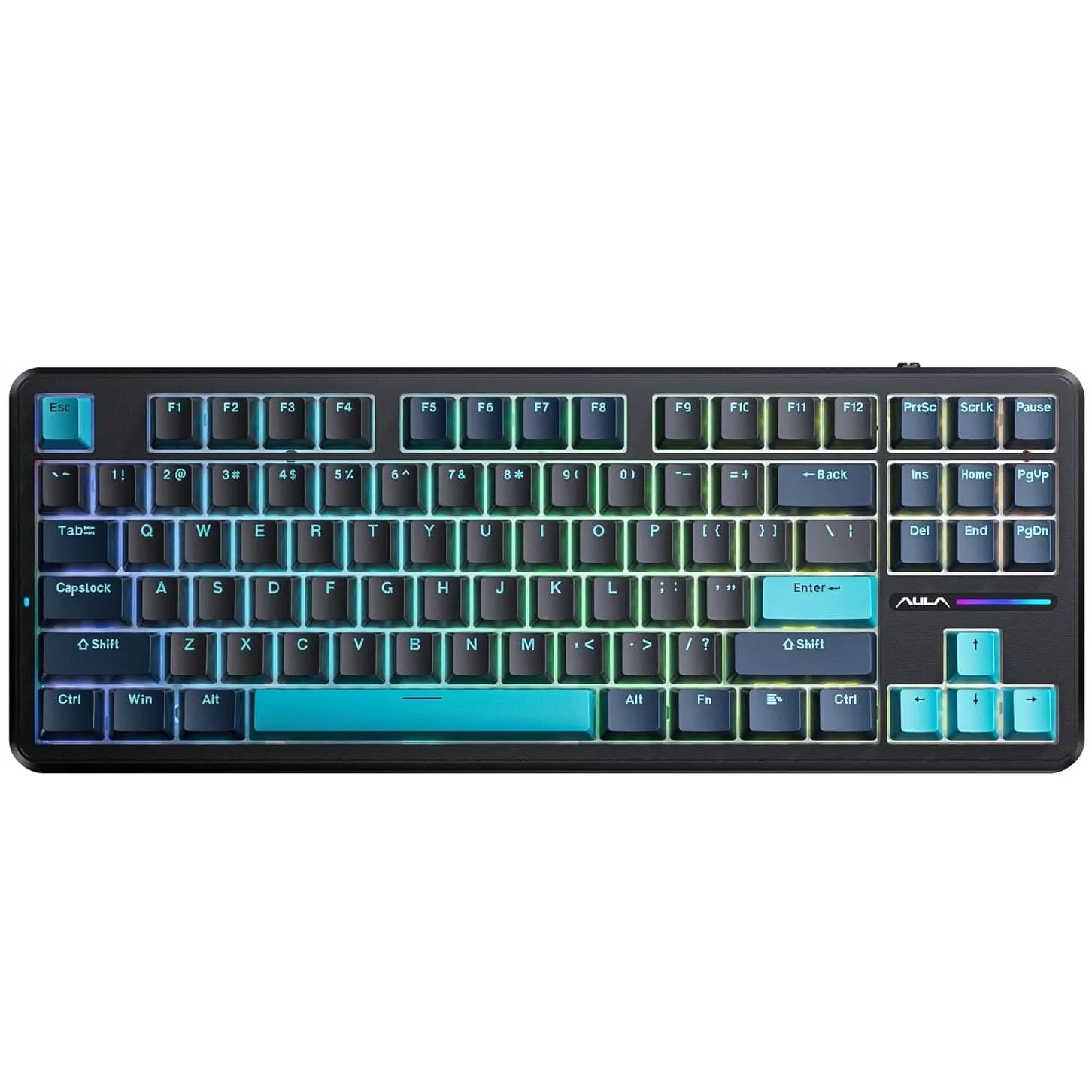 AULA F87 Wireless Mechanical Gaming Keyboard Dark Blue + Black + Cyan – Graywood Switch V4 AULA F87 Wireless Mechanical Gaming Keyboard Dark Blue + Black + Cyan – Graywood Switch V4