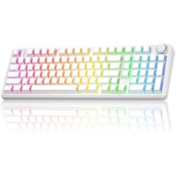 AULA F99 Pro Knob Mechanical Keyboard White Side Engraved – Silent Cotton Candy Switch