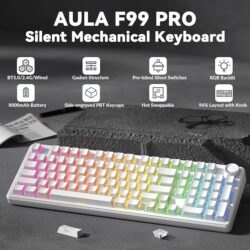 AULA F99 Pro Knob Mechanical Keyboard White Side Engraved – Silent Cotton Candy Switch