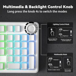 AULA F99 Pro Knob Mechanical Keyboard White Side Engraved – Silent Cotton Candy Switch
