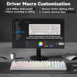 AULA F99 Pro Knob Mechanical Keyboard White Side Engraved – Silent Cotton Candy Switch