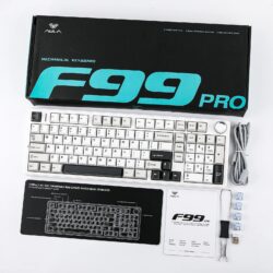 AULA F99 Pro Knob Mechanical Keyboard Light Grey + White + Dark Grey Star Vector Switch