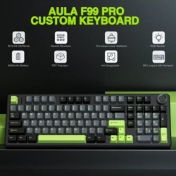 AULA F99 Pro Tri-Mode Wireless Mechanical Keyboard – Black/Grey/Green (Graywood V3 Switch)