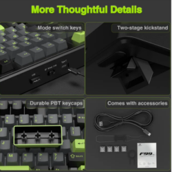 AULA F99 Pro Tri-Mode Wireless Mechanical Keyboard – Black/Grey/Green (Graywood V3 Switch)