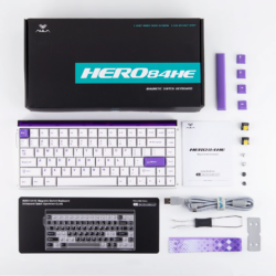 AULA Hero 84 HE Wired Magnetic Gaming Keyboard White Purple – Black King Magnetic Switch