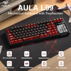 AULA L99 Tri-Mode Wireless Mechanical Keyboard – Crimson Shadow (Caramel Latte Switch)