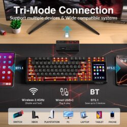 AULA L99 Tri-Mode Wireless Mechanical Keyboard – Crimson Shadow (Caramel Latte Switch)