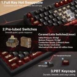 AULA L99 Tri-Mode Wireless Mechanical Keyboard – Crimson Shadow (Caramel Latte Switch)