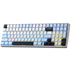 AULA S100 PRO Tri-Mode Mechanical Gaming Keyboard Light Blue + White + Black Purple – Red Switch