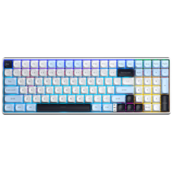 AULA S100 PRO Tri-Mode Mechanical Gaming Keyboard Light Blue + White + Black Purple – Red Switch