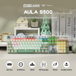 AULA S500 Mechanical Keyboard White & Green Red switch