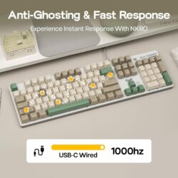 AULA S500 Mechanical Keyboard White & Green Red switch
