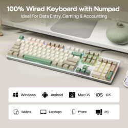 AULA S500 Mechanical Keyboard White & Green Red switch