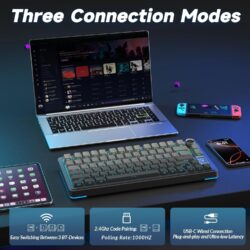 AULA S75 Pro 75% Hot Swappable RGB Backlit Tri Mode Gaming Keyboard Gradient Grey Side-Engraved – Star Vector Switch